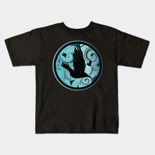 Comic Crows in a Stormy Clouds Kids T-Shirt